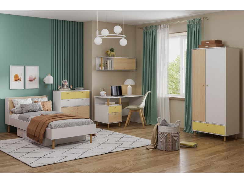 Модульная детская Дикинс 3 Береза/Желтый