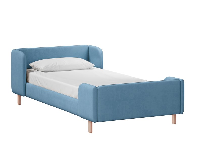 Детская кровать Анджи 90 Вельвет Голубой