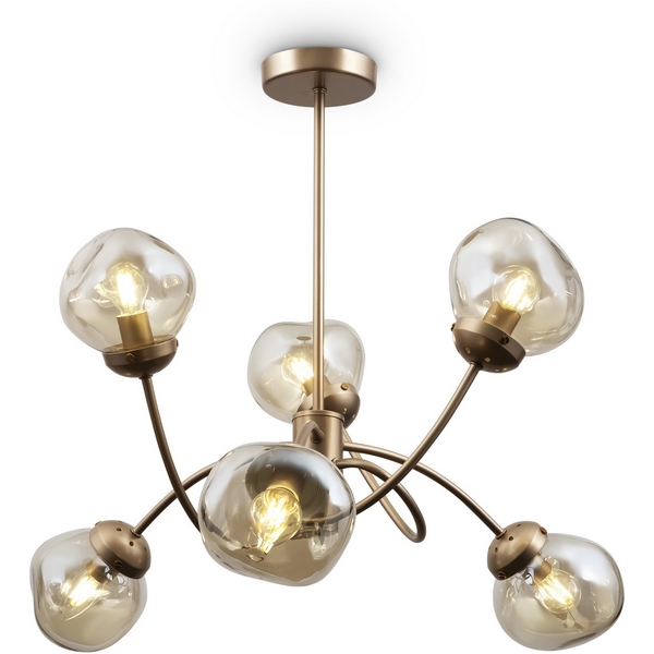 Потолочная люстра на штанге в виде молекул Freya Volani FR8017PL-06MG