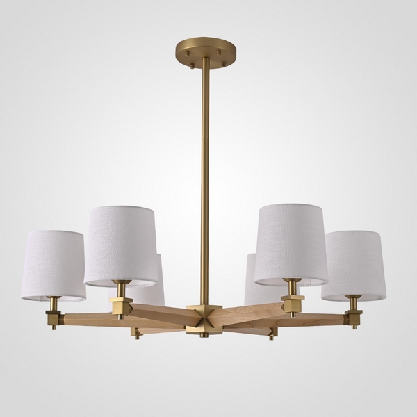 Потолочная люстра на штанге Jorgenson D85 White/Light Wood By ImperiumLoft Stavra01 203575-26