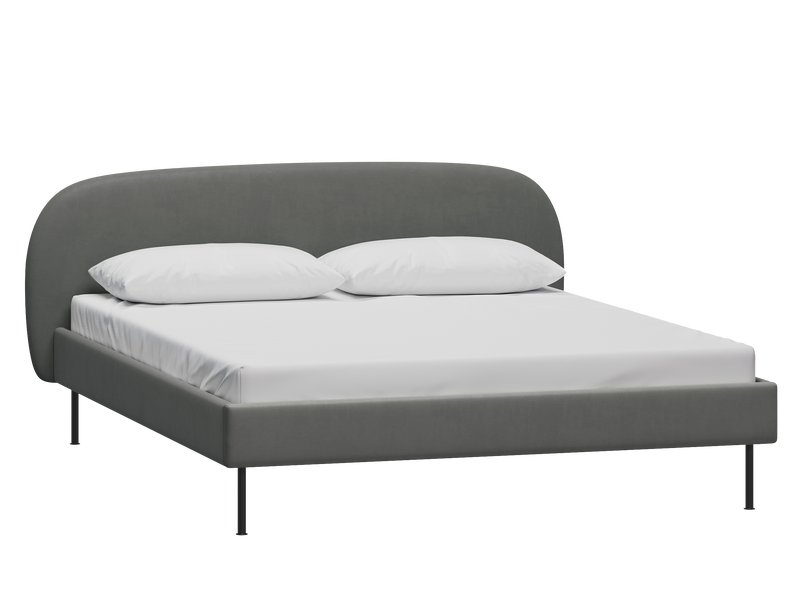 Кровать Берта 140 Велюр Серый