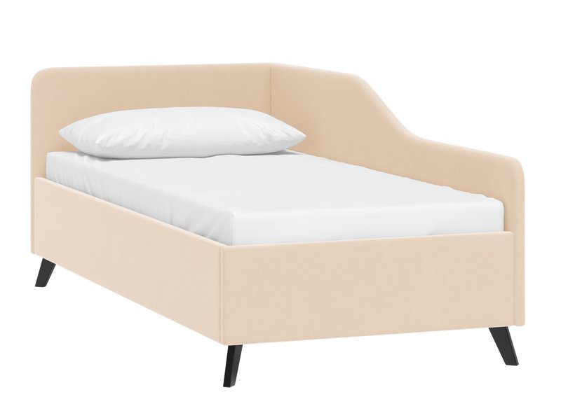 Кровать Лория 120 Велюр Светло-бежевый