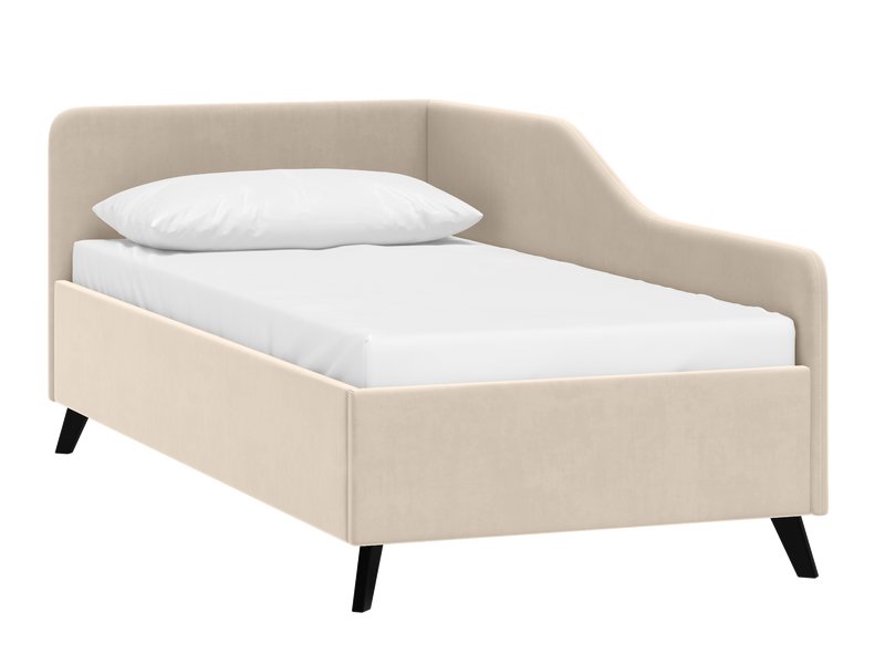 Кровать Лория 120 Велюр Светло-бежевый