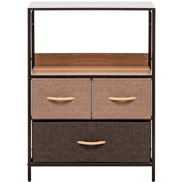 Комод Leset Локи 3 ящ., Коричневый (Сталь,Искусственный лен/Коричневый) арт.2500000183485