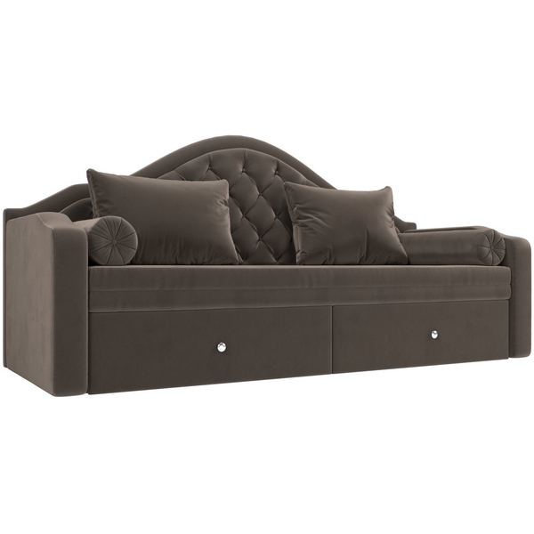 Прямой диван софа Сойер (велюр коричневый) Лига Диванов 100576