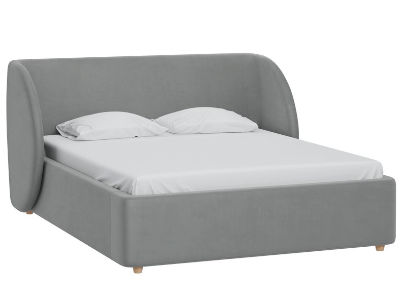 Кровать Юна 180 Велюр Светло-серый