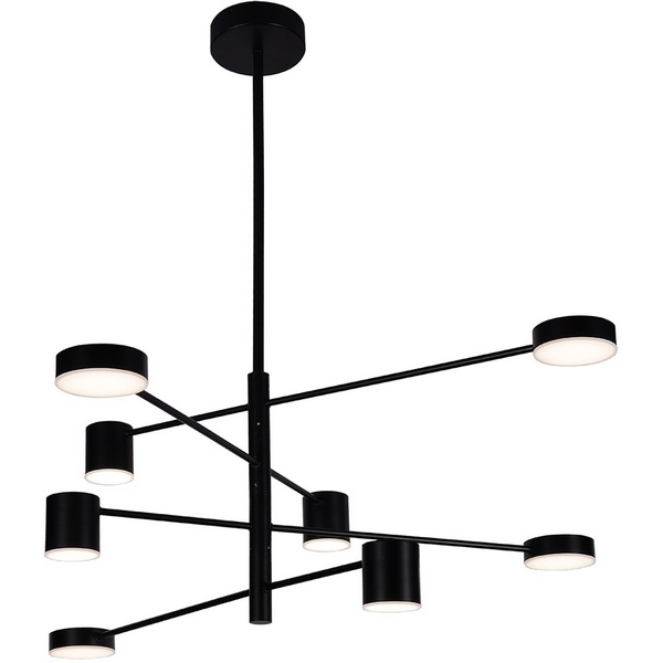 Потолочная люстра на штанге диммируемая Kink Light Мекли 07650-8D,19(3000K) черный Led 4*12w+4*16w