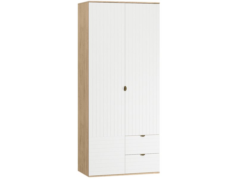 Распашной шкаф Монблан 2-93x215 Линии Белый/Дуб Ирландский