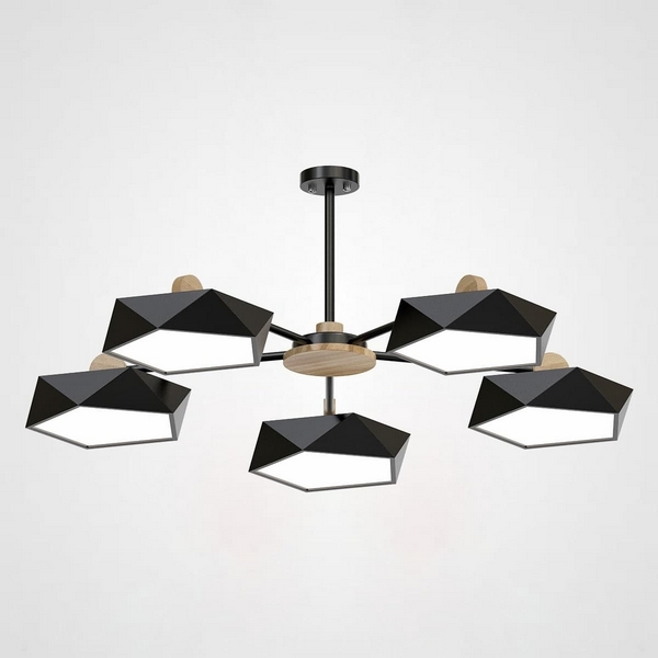 Люстра led с 5 плафонами Geometric Ch 5 Черная ImperiumLoft Geometric-Ch01 (186749-26)
