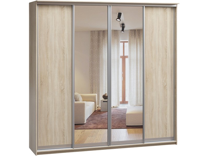 Шкаф-купе Байкал 4-240x240 Дуб Сонома 2 зеркала