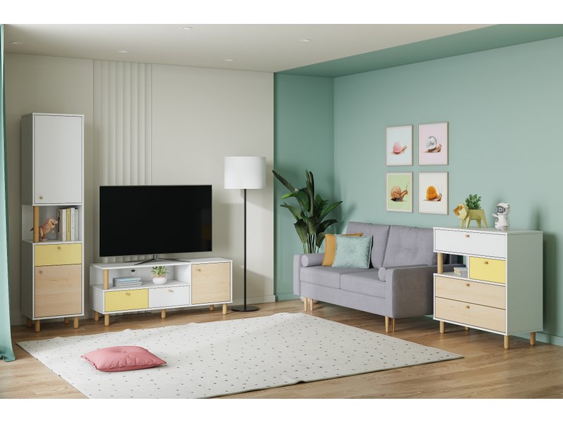 Модульная детская Дикинс 2 Береза/Желтый