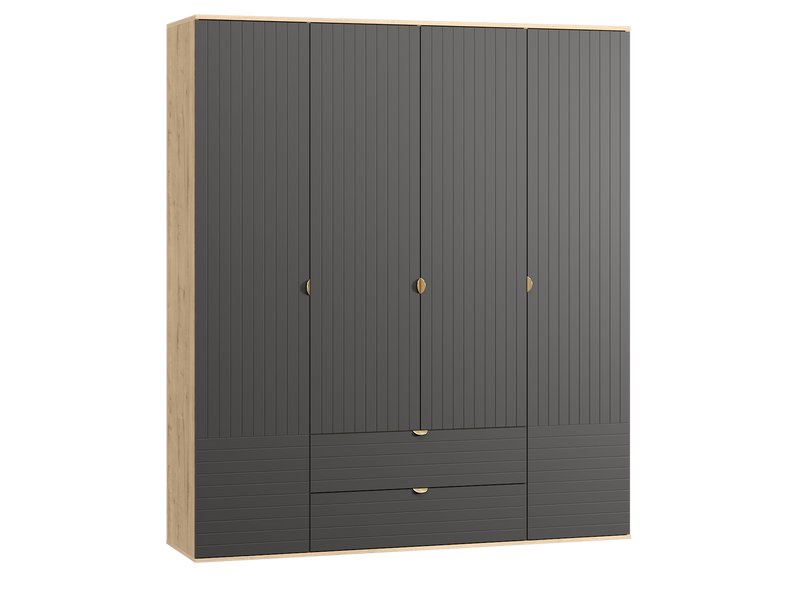 Распашной шкаф Монблан 4-185x215 Линии Графитовый/Дуб Ирландский