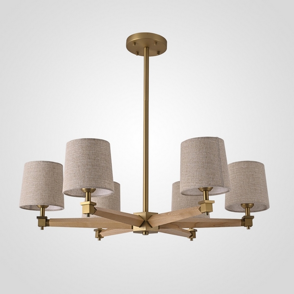 Потолочная люстра на штанге Jorgenson D85 Beige/Light Wood By ImperiumLoft Stavra01 203573-26