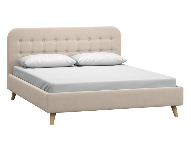 Кровать Динс 160 Велюр Светло-бежевый