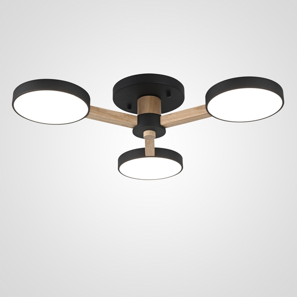 Люстра потолочная накладная на 3 лампы LED на штанге Turna 3 Black By ImperiumLoft Turna01 (Умный дом, Алиса) 178331-26