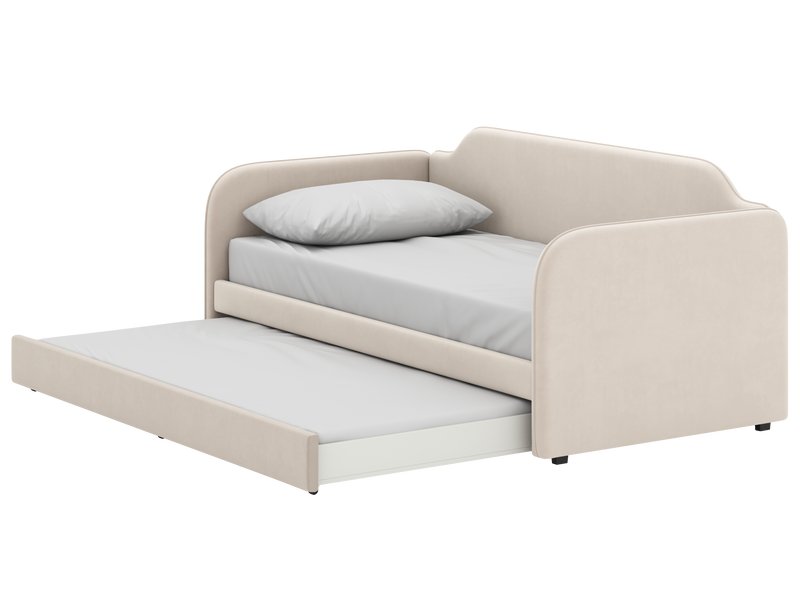 Кровать выдвижная детская Велди 90 Велюр Светло-бежевый