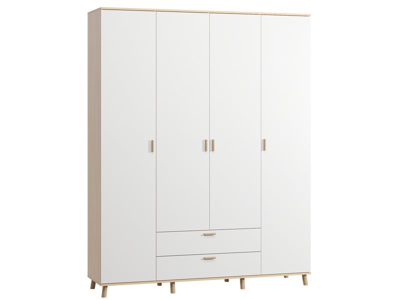 Распашной шкаф Пронто 4-190x240 Береза/Белый