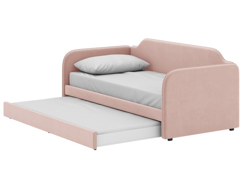 Кровать выдвижная детская Велди 90 Велюр Розовый