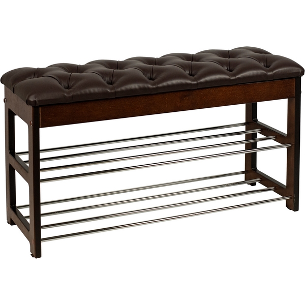 Банкетка Грейс орех, к/з Ева 1, каретная стяжка Л Mebelik арт.008581