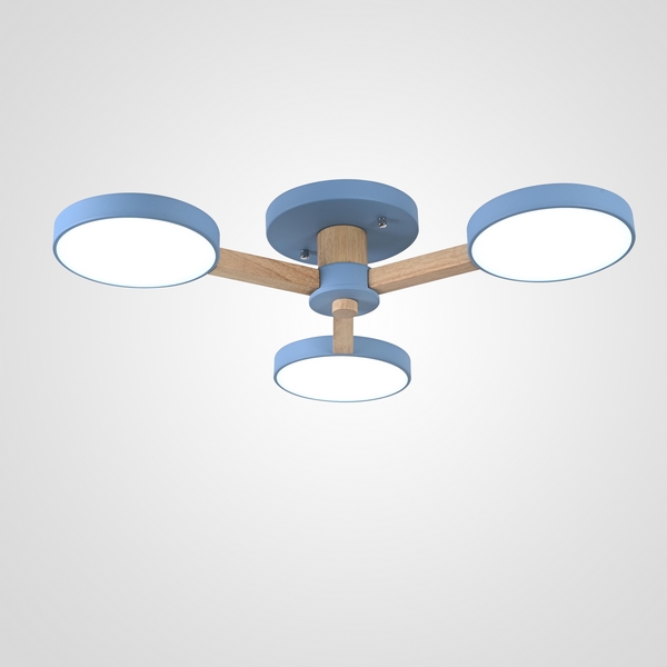 Люстра потолочная светодиодная с 3 лампочками LED на штанге с пультом Turna 3 Blue By ImperiumLoft Turna01 (Умный дом, Алиса) 178334-26