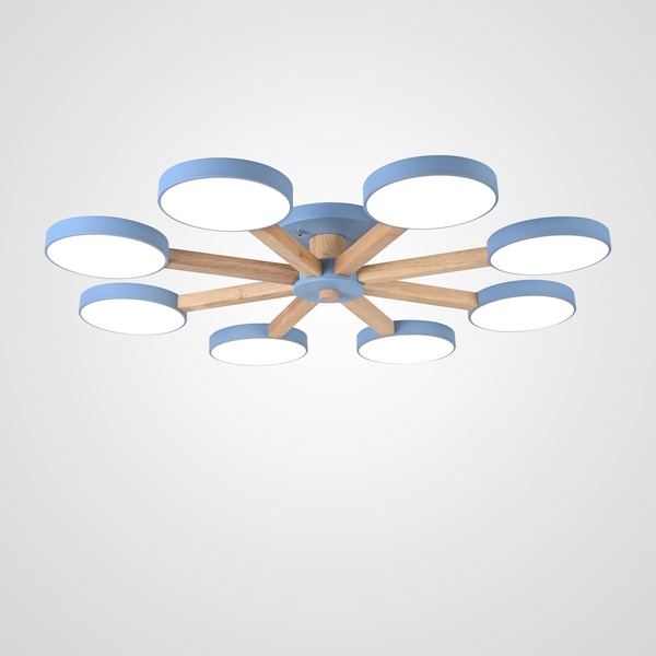 Люстра потолочная с пультом на 8 лампочек LED на штанге с пультом Turna 8 Blue By ImperiumLoft Turna01 (Умный дом, Алиса) 178344-26