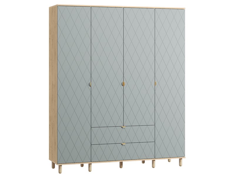 Распашной шкаф Теджонс 4-185x224 Ромб Мятный/Дуб Ирландский
