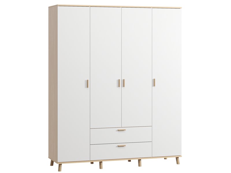 Распашной шкаф Пронто 4-170x210 Береза/Белый