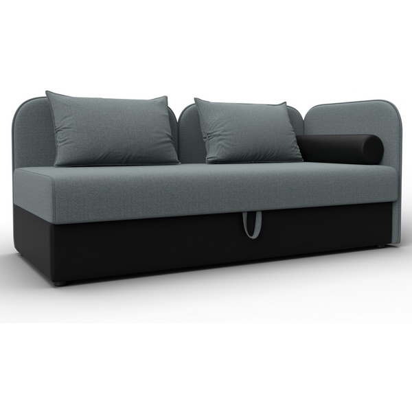 Тахта Лига-094 НПБ (ДСП,ЛДСП,Фанера/Пластик/Рогожка,Экокожа/Серый,черный) Лига Диванов 132528