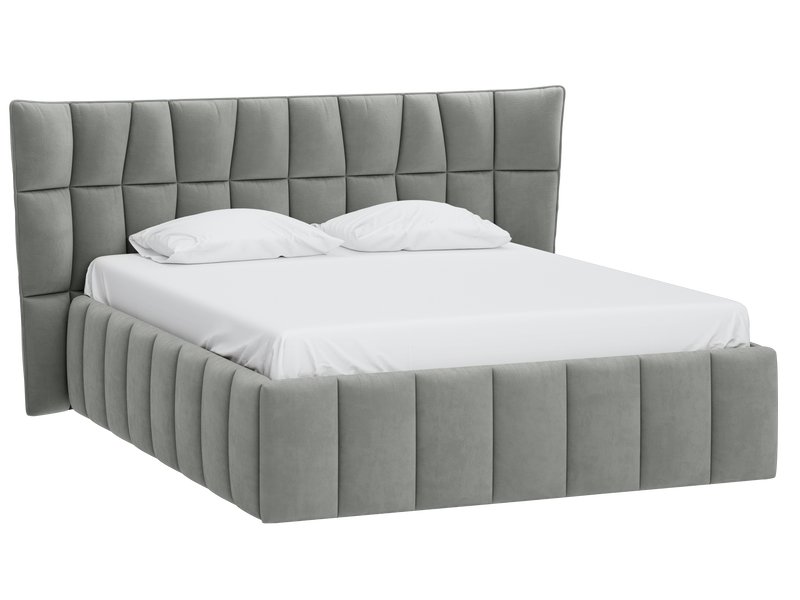 Кровать Даймант-П 180 Велюр Светло-серый