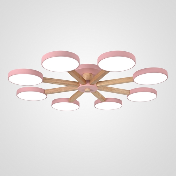 Люстра потолочная с пультом на 8 лампочек LED на штанге с пультом Turna 8 Pink By ImperiumLoft Turna01 (Умный дом, Алиса) 178343-26