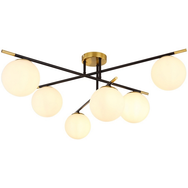 Потолочная люстра на штанге Arte Lamp Alcor A2224PL-6BK (плафоны шарики)