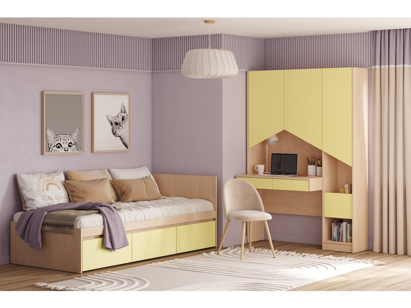 Модульная детская Пенни 1 Желтый/Береза