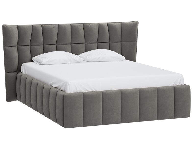 Кровать Даймант-П 160 Велюр Серый