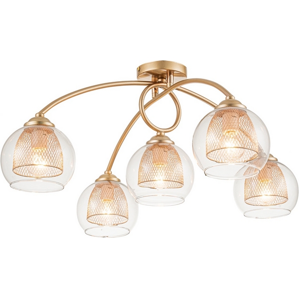 Потолочный люстра 5х40Вт E14, металл/стекло, шампань (плафоны шарики) Escada