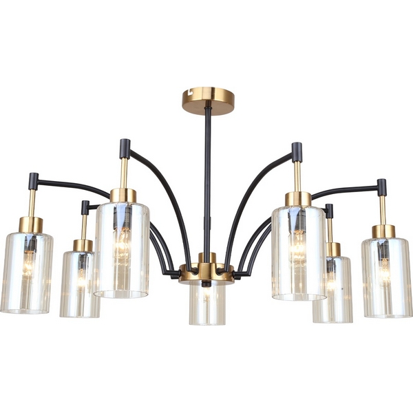 Потолочная люстра на штанге Escada Lyrics 1166/7P 7x40Вт E14, металл/стекло, бронза/черный, прозрачный плафон