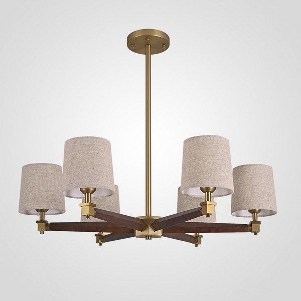 Потолочная люстра на штанге Jorgenson D85 Beige/Dark Wood By ImperiumLoft Stavra01 102089-26