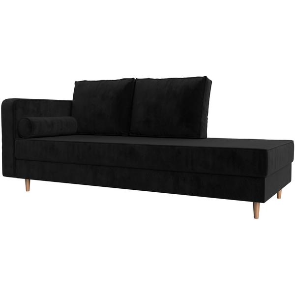 Кушетка Прайм левый (велюр черный) Лига Диванов 100879L