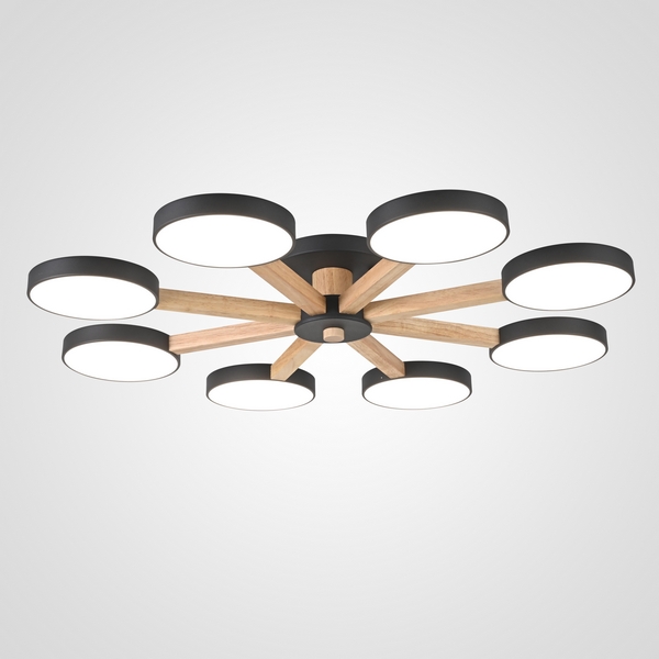 Люстра потолочная с пультом на 8 лампочек LED на штанге с пультом Turna 8 Black By ImperiumLoft Turna01 (Умный дом, Алиса) 178341-26