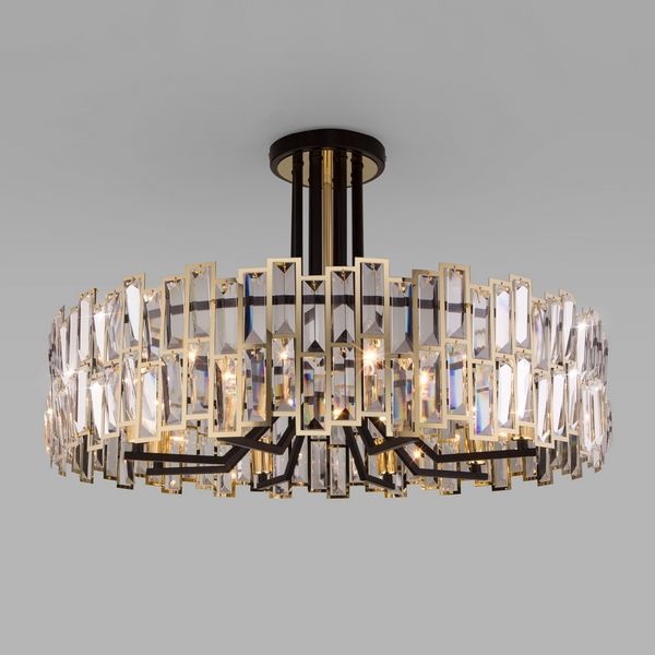 Потолочная люстра WiFi хрустальная с управлением смартфоном 339/8 Bogate's Zolletta золото / черный (Умный дом, Алиса, WiFi, голосовое управление)