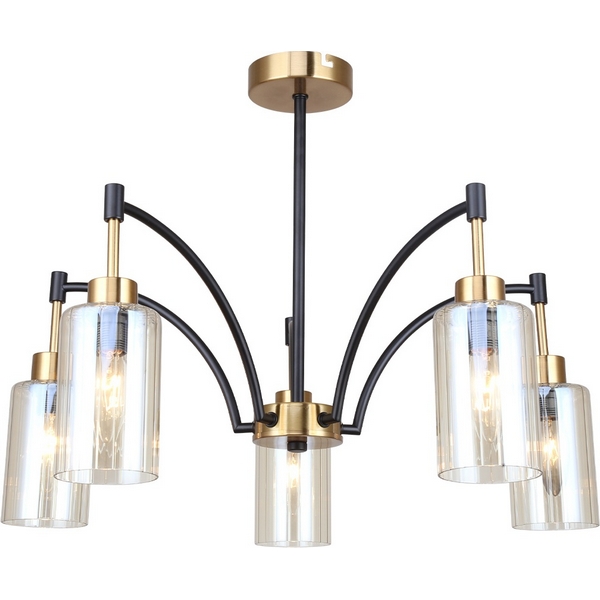 Потолочная люстра на штанге Escada Lyrics 1166/5P 5x40Вт E14, металл/стекло, бронза/черный, прозрачный плафон