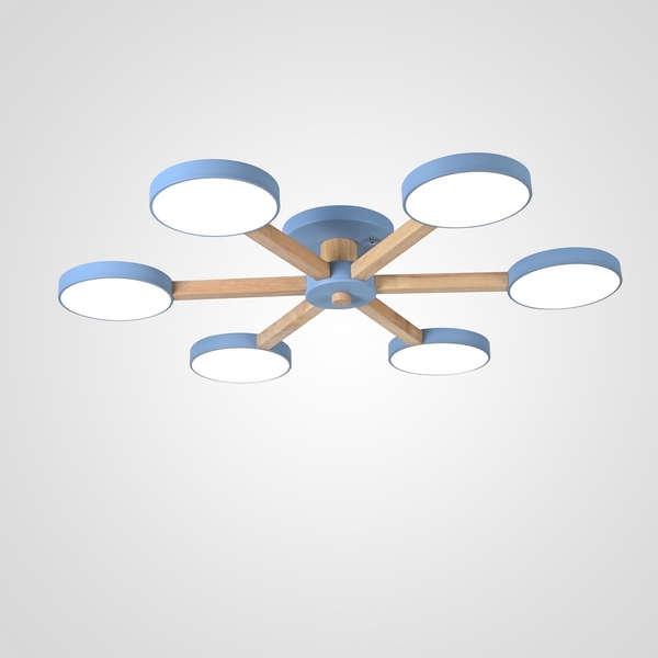 Потолочная люстра LED на штанге с пультом Turna 6 Blue By ImperiumLoft Turna01 (Умный дом, Алиса) 178338-26