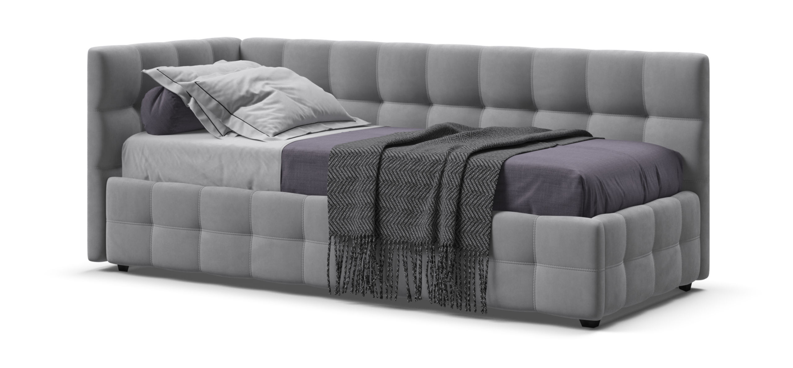 Босс Мини Кровать+ПМ 90*200 велюр Монолит сталь