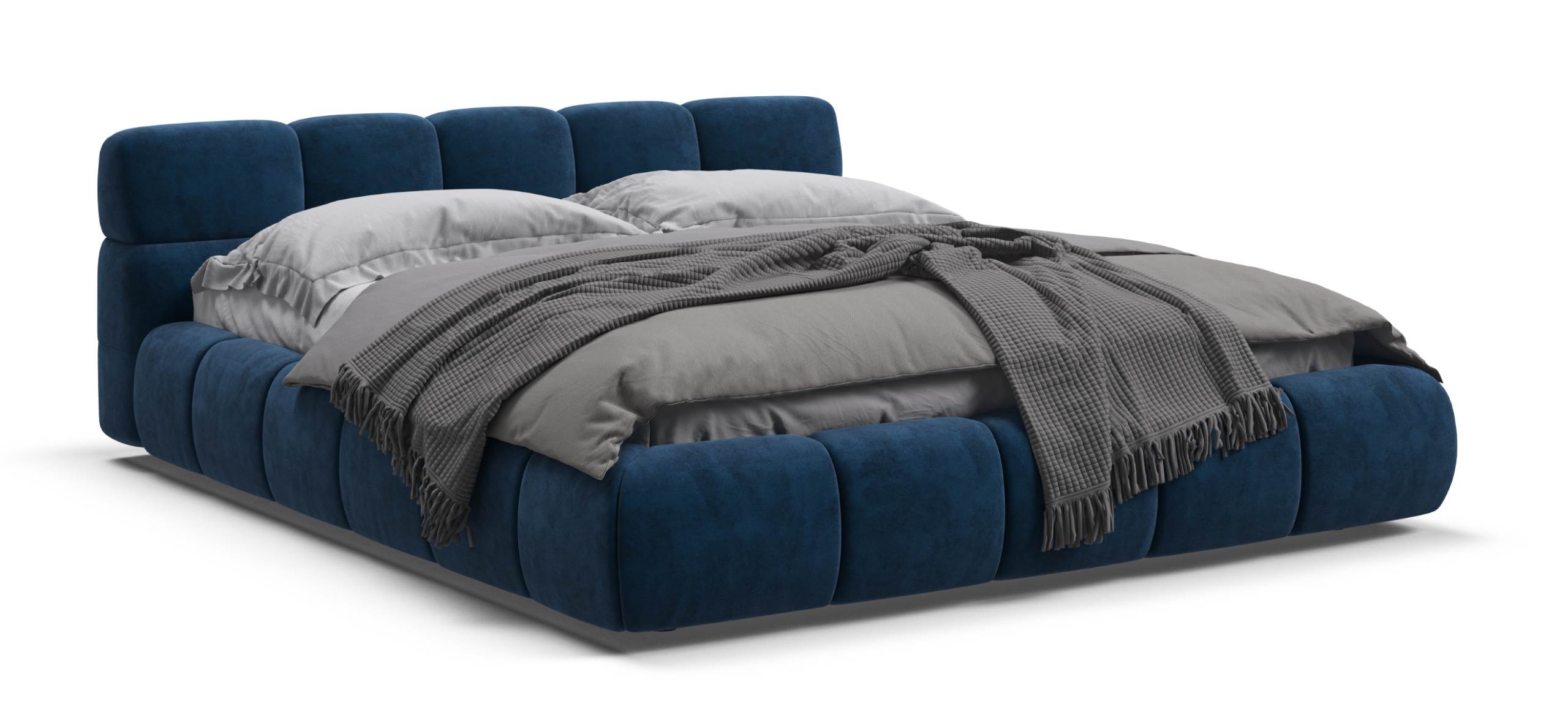 Босс Дрим Кровать+ПМ 160*200 велюр Монолит синий