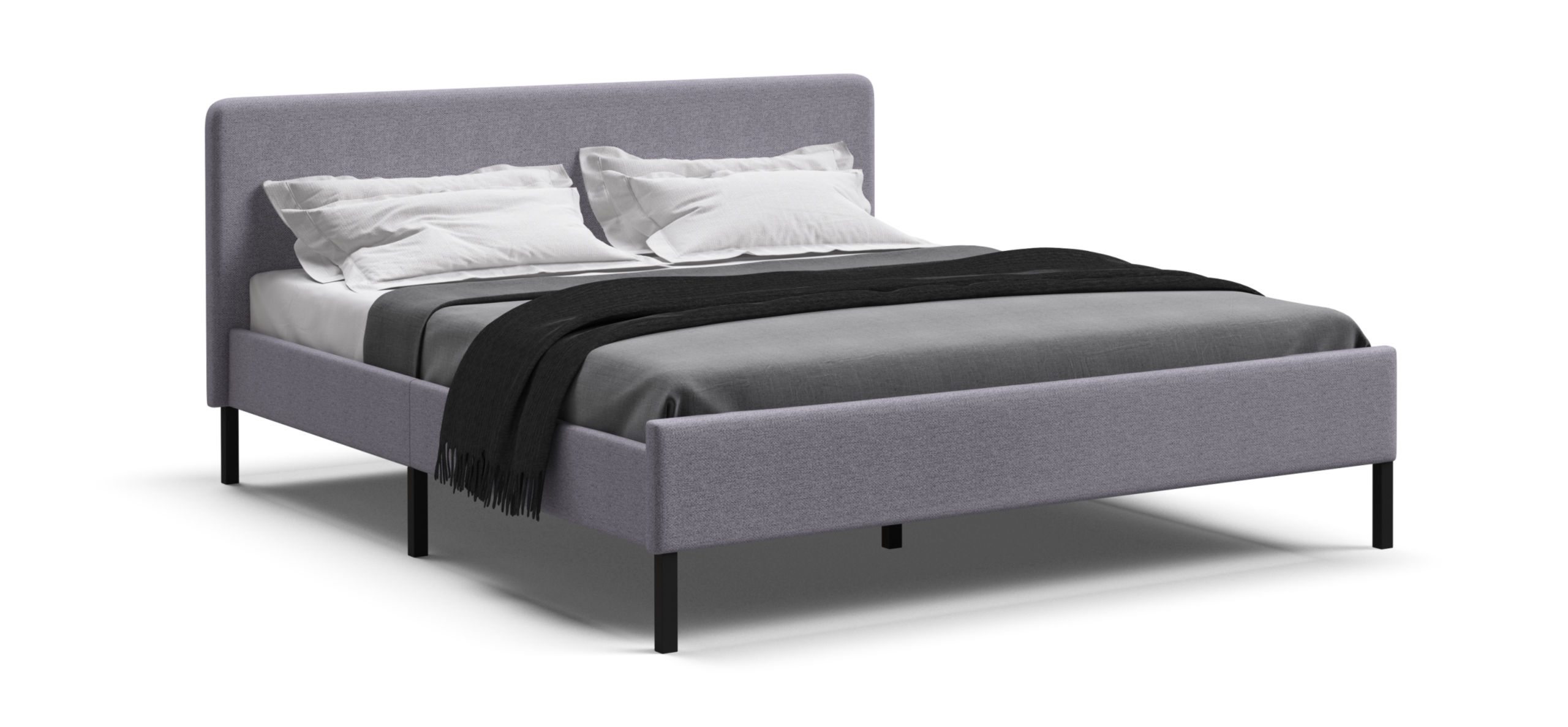 Уна Кровать 160*200 Рогожка Мальмо платина, Чёрный