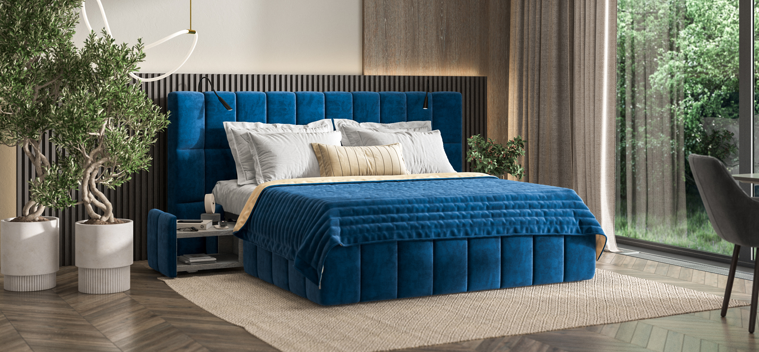 Босс ХО - покрывало Велюр Монолит индиго, Велюр Монолит сенд