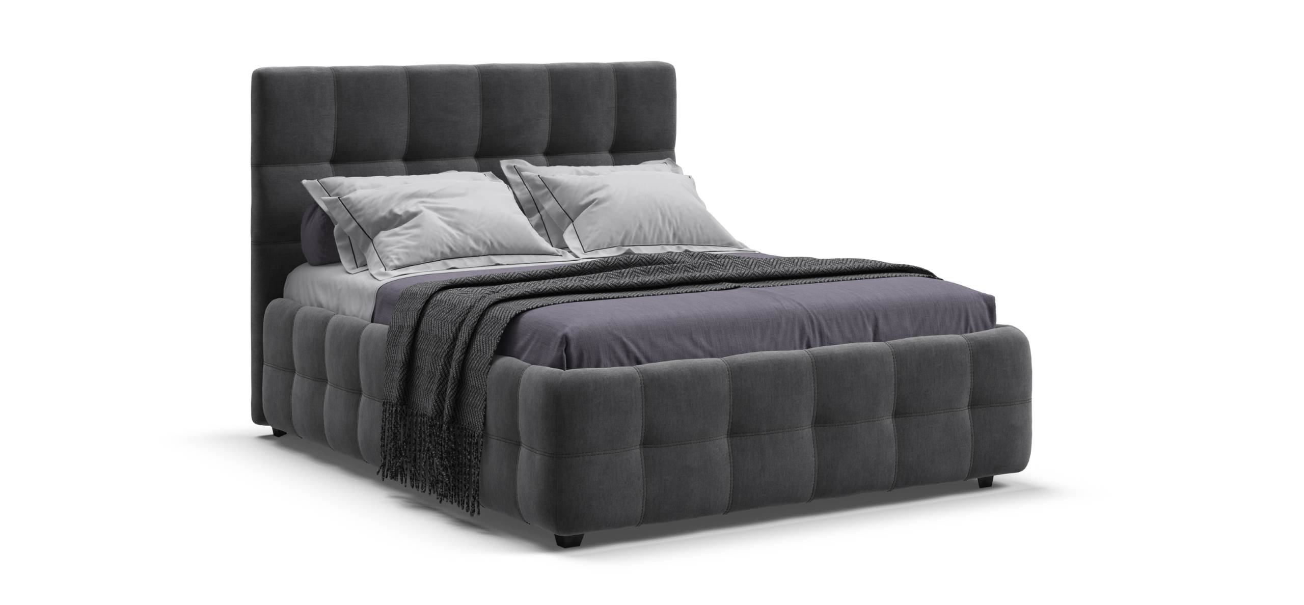 Босс Кровать+ПМ 140*200 велюр Монолит серый