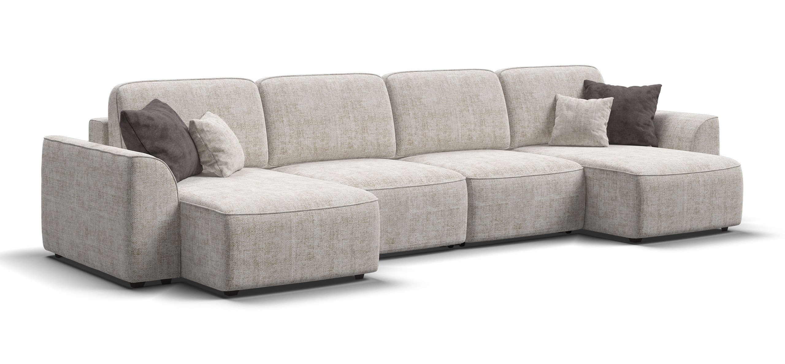 П-образный диван Кинг Модуль Шенилл Смарт кварц