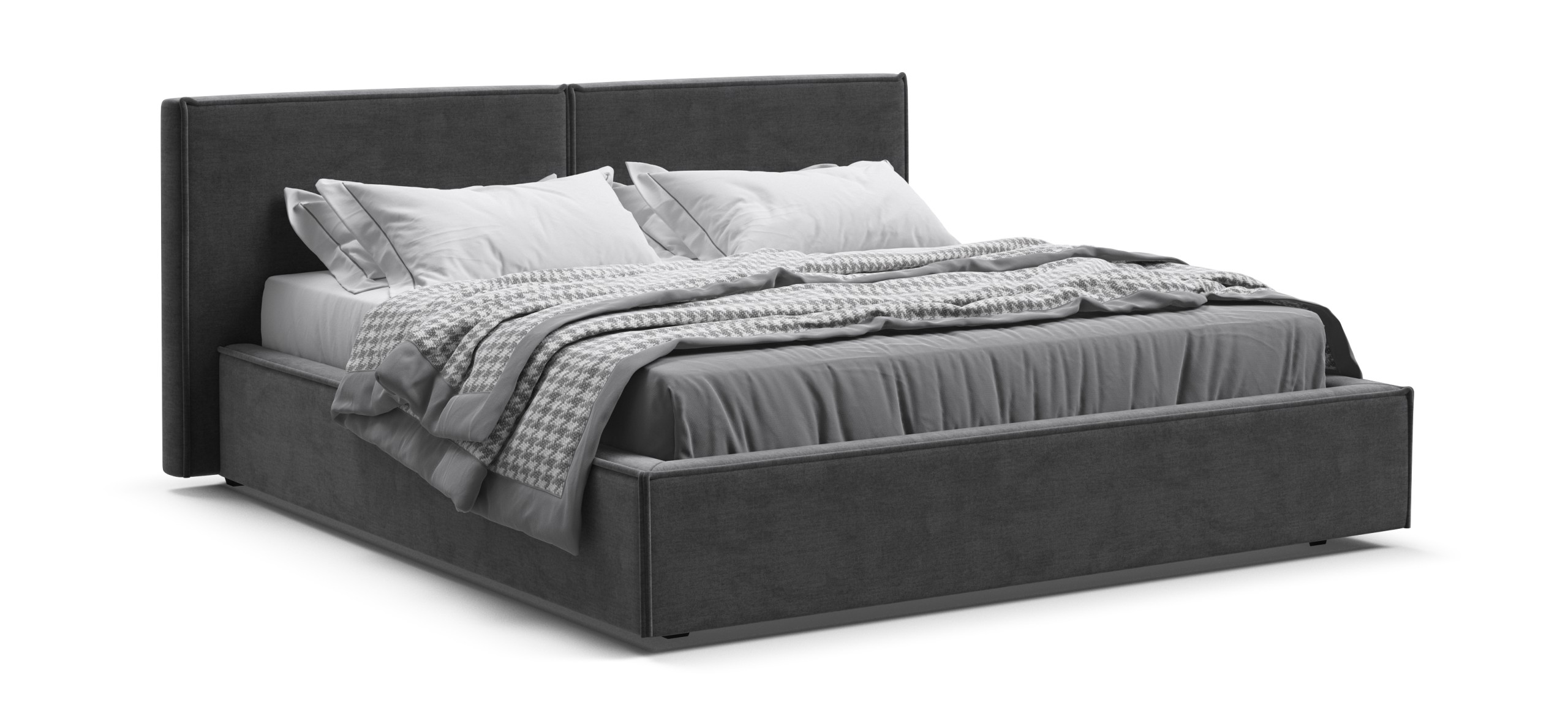 Норд Кровать+ПМ 160*200 велюр Монолит серый