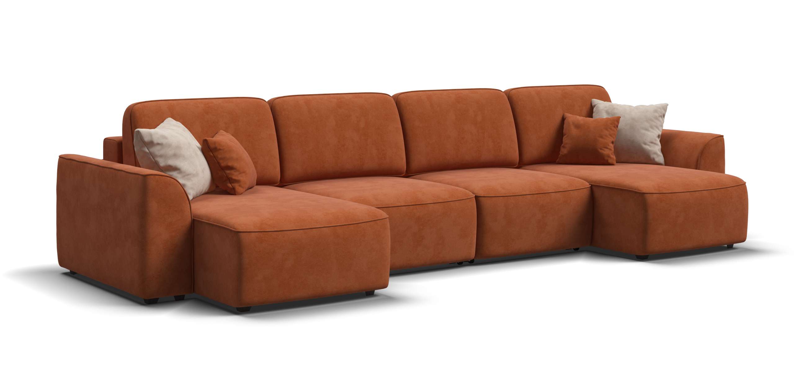 П-образный диван Кинг Модуль велюр Алькантара оранж