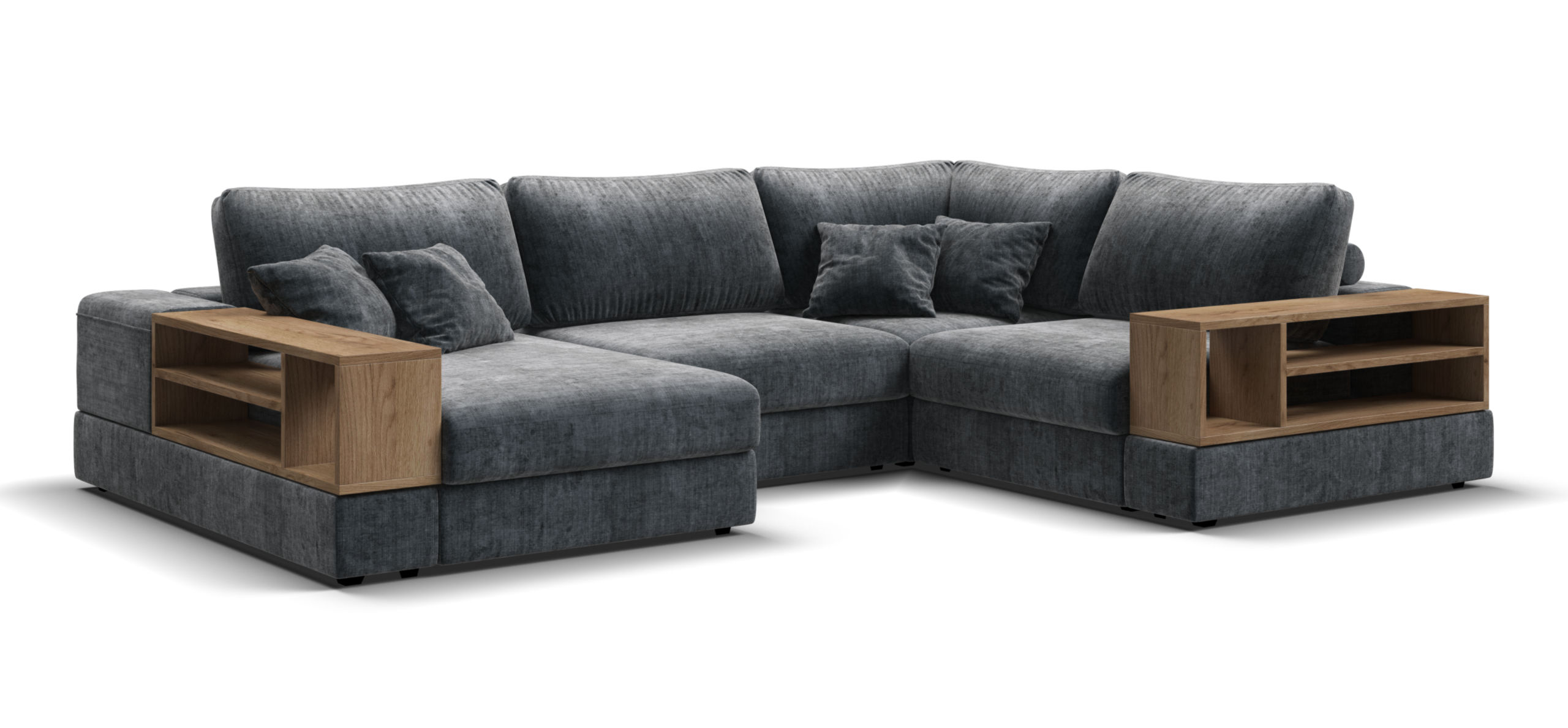 П-образный диван-кровать Босс Модуль Шенилл Глосс карбон